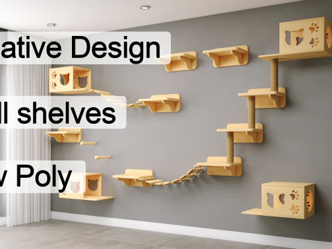 Prateleiras de parede Cat Vol 1 Modelo 3D