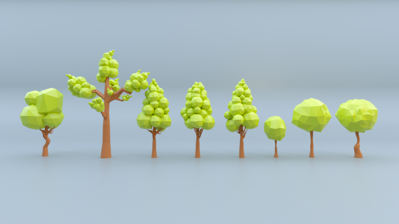 Low-poly trees with varied sizes Modèle 3D .c4d .max .obj .3ds .fbx .stl .blend 