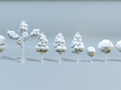 Low-poly trees with varied sizes Modèle 3D