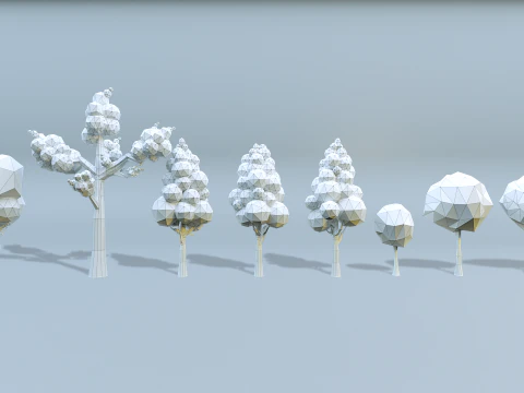 Low-poly trees with varied sizes 3D Model