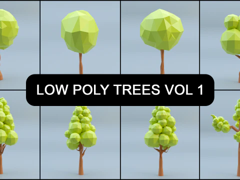 Low-poly trees with varied sizes 3D Model