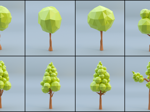 Low-poly trees with varied sizes Modèle 3D