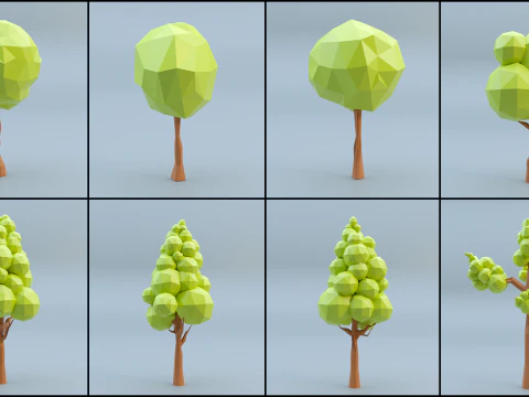 Low-poly trees with varied sizes 3D Model