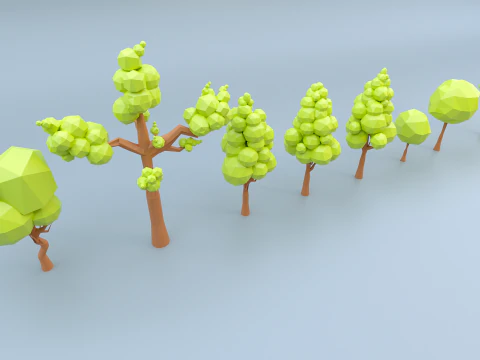 Low-poly trees with varied sizes 3D Model
