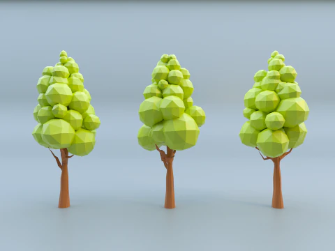 Low-poly trees with varied sizes 3D Model