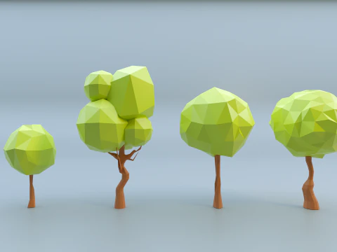Low-poly trees with varied sizes 3D Model