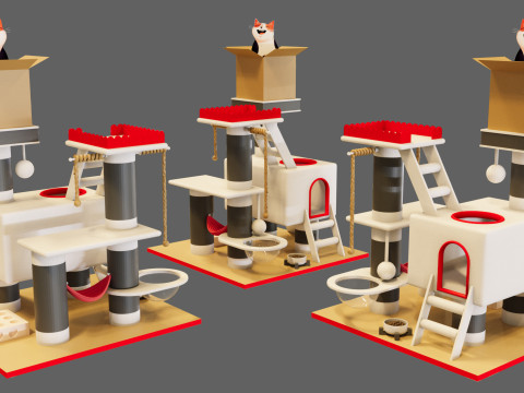 Cat Tower - Low Poly Design with Aesthetic Look 3D 模型