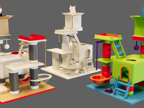 Cat Tower - Low Poly Design with Aesthetic Look 3D 模型