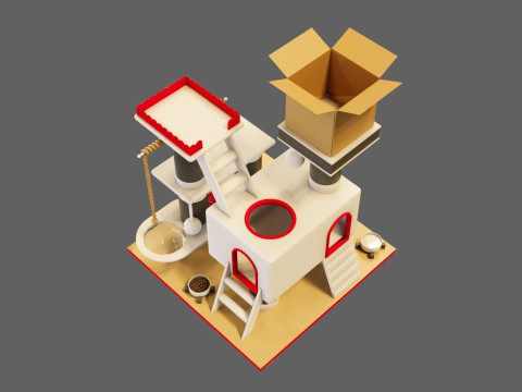 Cat Tower - Low Poly Design with Aesthetic Look 3D 模型