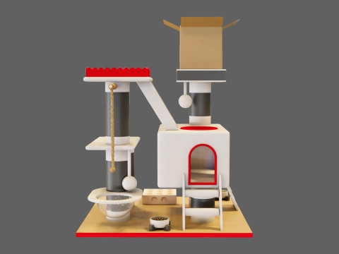 Cat Tower - Low Poly Design with Aesthetic Look 3D 模型