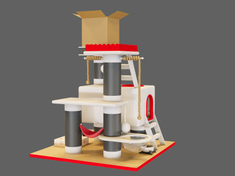 Cat Tower - Low Poly Design with Aesthetic Look 3D 模型
