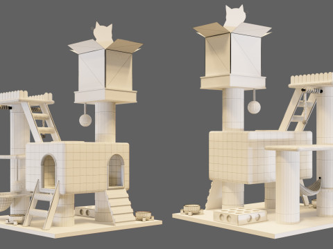 Cat Tower - Low Poly Design with Aesthetic Look 3D 模型