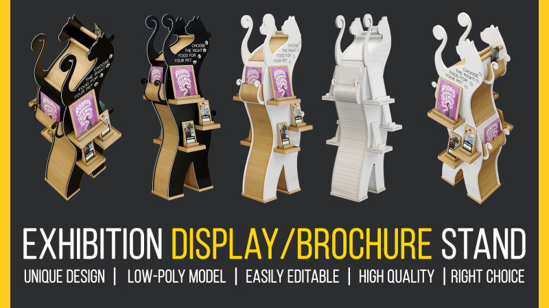 Exhibition Display Stand - Unique Cat-Shaped Design Low-poly 3D Model .c4d .max .obj .3ds .fbx .stl .blend 