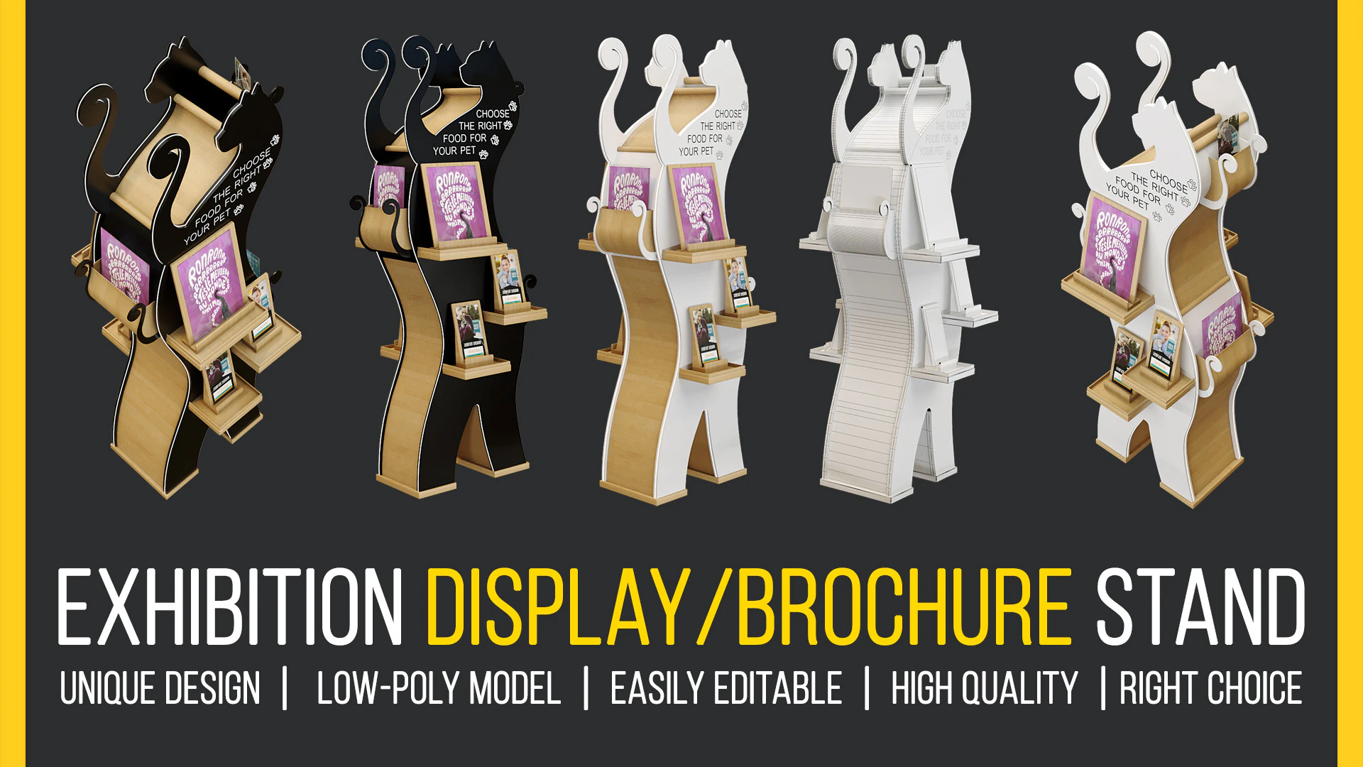 Exhibition Display Stand - Unique Cat-Shaped Design Low-poly 3D Model .c4d .max .obj .3ds .fbx .stl .blend 