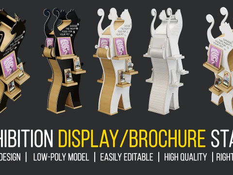 Exhibition Display Stand - Unique Cat-Shaped Design Low-poly 3D Model