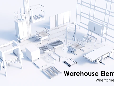 Industrial Warehouse Automation Equipment Pack Low-poly 3D Model