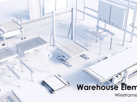 Industrial Warehouse Automation Equipment Pack Low-poly 3D Model