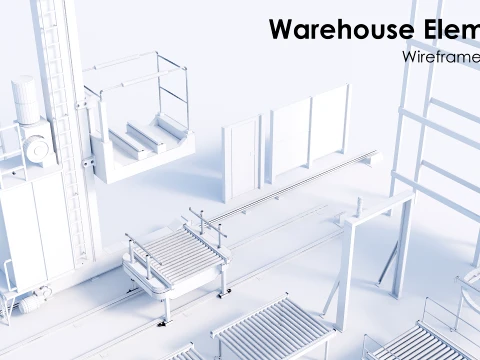 Industrial Warehouse Automation Equipment Pack Low-poly 3D Model