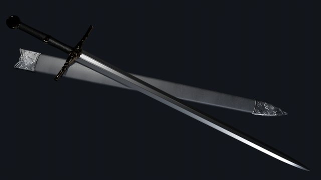 Bastard Sword with Sheath in the Witcher style 3Dモデル .c4d .max .obj .3ds .fbx .stl .blend 