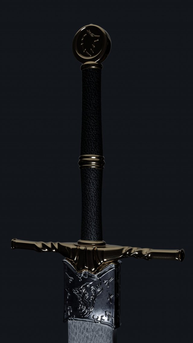Bastard Sword with Sheath in the Witcher style 3D Model in Melee 3DExport