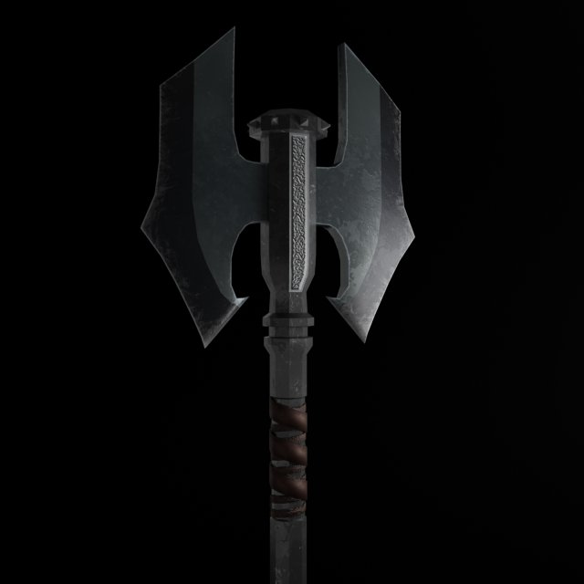 Two-faced Great axe Model 3D .c4d .max .obj .3ds .fbx .stl .blend 