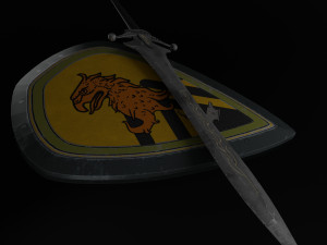 Sword and Shield with Heraldry 3D Model