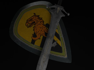 Sword and Shield with Heraldry 3D Model