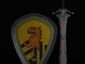 Sword and Shield with Heraldry 3D Model