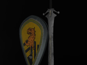 Sword and Shield with Heraldry 3D Model