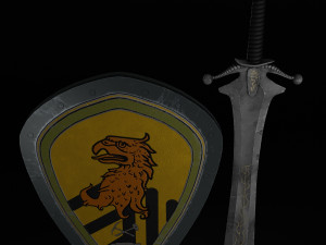 Sword and Shield with Heraldry 3D Model