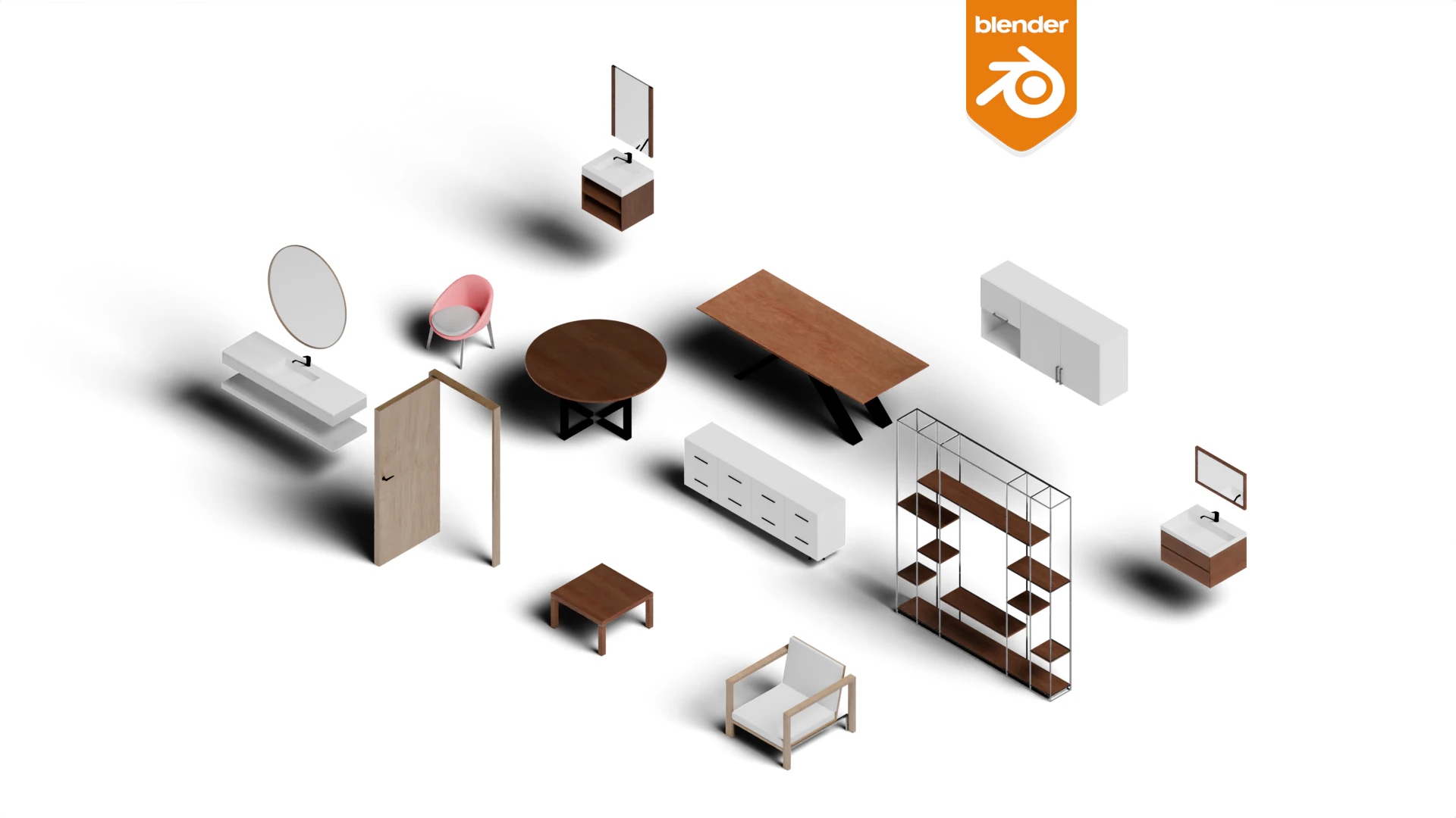 Low Poly Furniture 3D Model .c4d .max .obj .3ds .fbx .stl .blend 