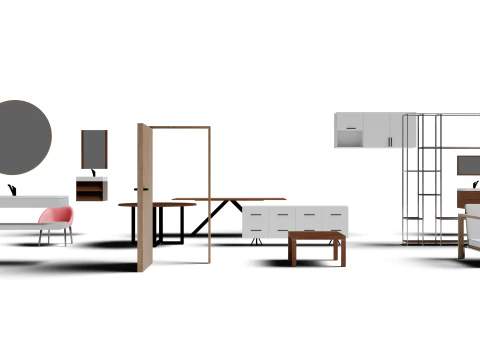 Low Poly Furniture 3D Model