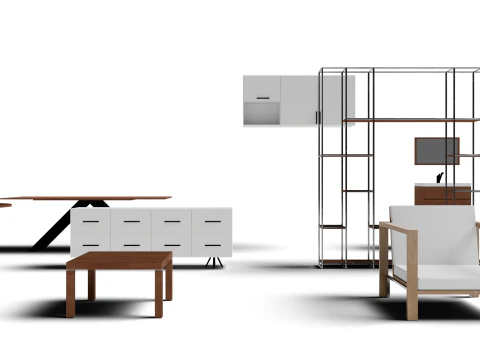 Low Poly Furniture 3D Model