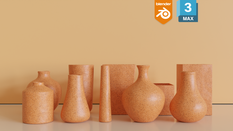 Clay Vases Collection 3D 모델 .c4d .max .obj .3ds .fbx .stl .blend 