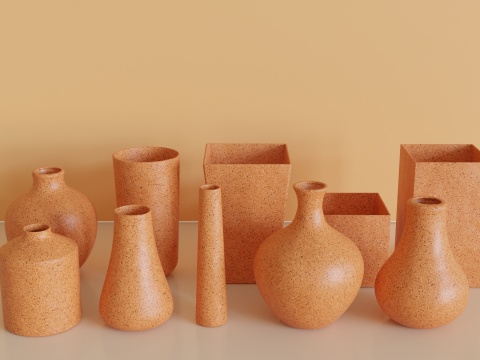Clay Vases Collection 3D 모델