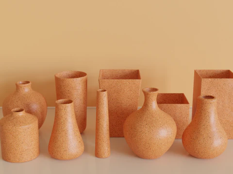 Clay Vases Collection 3D Model