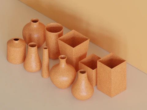 Clay Vases Collection 3D Model