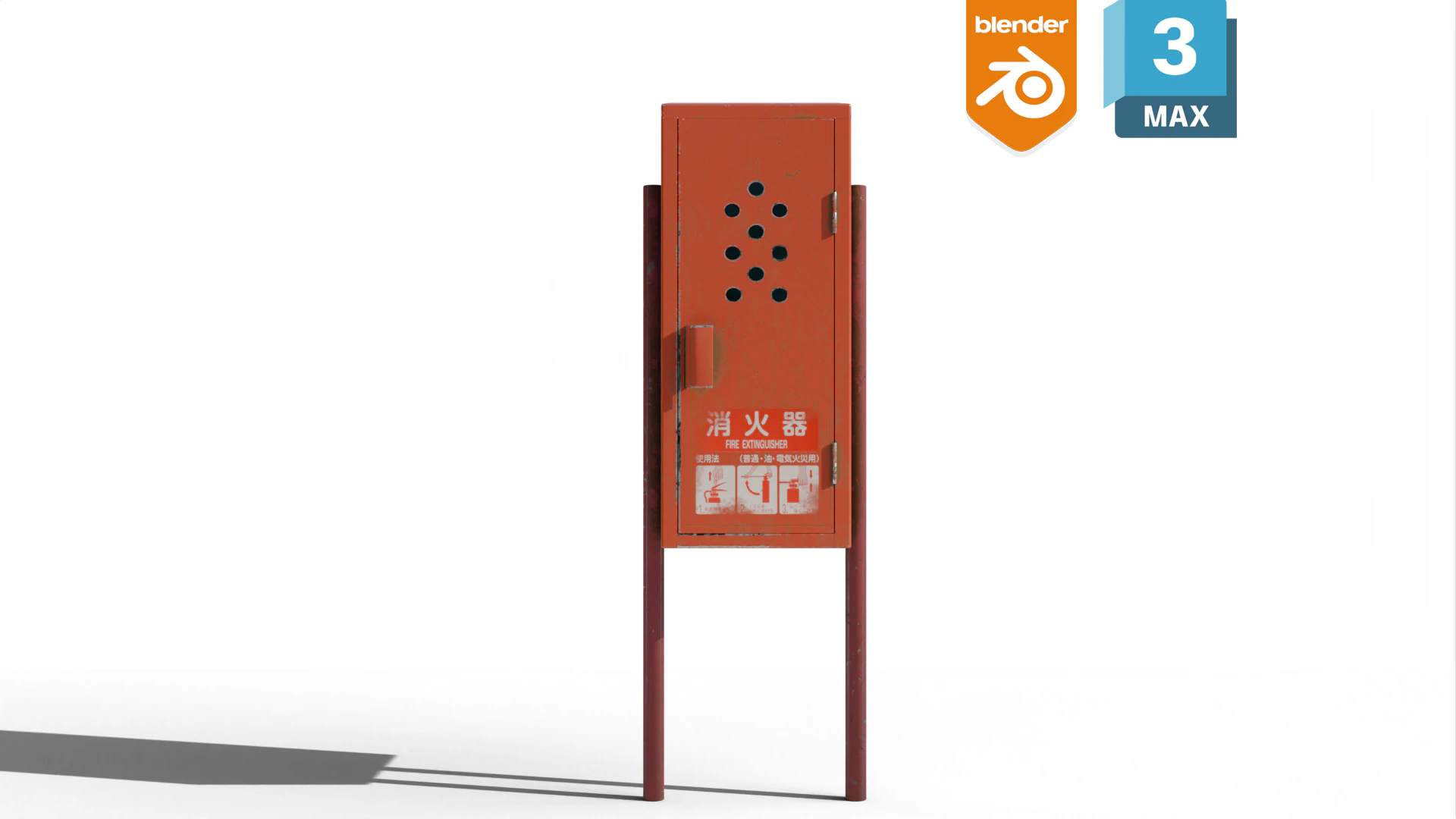 Japanese Fire Extinguisher 3D Model .c4d .max .obj .3ds .fbx .stl .blend 