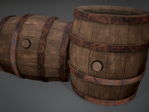 Wooden Barrel 3D Model