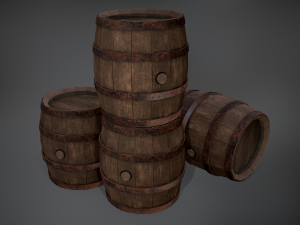Wooden Barrel 3D Model
