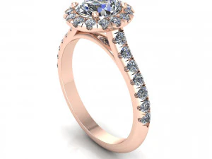 Cincin Berlian Pav Solitaire Model Cetak 3D