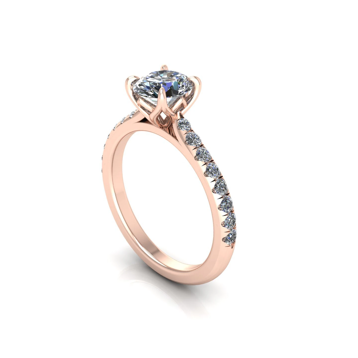 Pav Diamond Ring Twist Prong 3D Print Model .c4d .max .obj .3ds .fbx .stl .blend