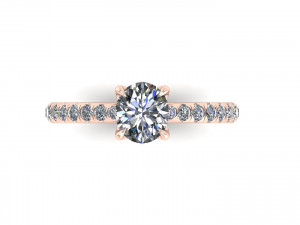 Pav Diamond Ring Twist Prong Modèles 3D en vedette