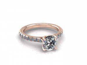 Pav Diamond Ring Twist Prong Modèles 3D en vedette
