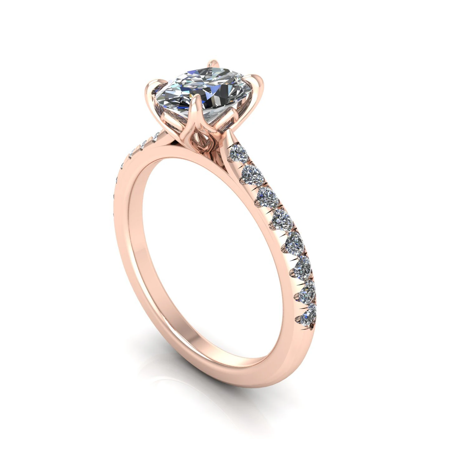 Oval Diamond Ring Twist Prong 3D Print Model .c4d .max .obj .3ds .fbx .stl .blend 