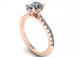 Anel de diamante oval com pino torcido Modelo de Impressão 3D