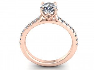 Oval Diamond Ring Twist Prong 3D Принт Модель