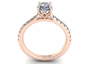 Oval Diamond Ring Twist Prong 3D Print Model