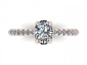 Oval Diamond Ring Twist Prong 3D Print Model