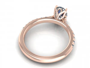 Oval Diamond Ring Twist Prong 3D Print Model